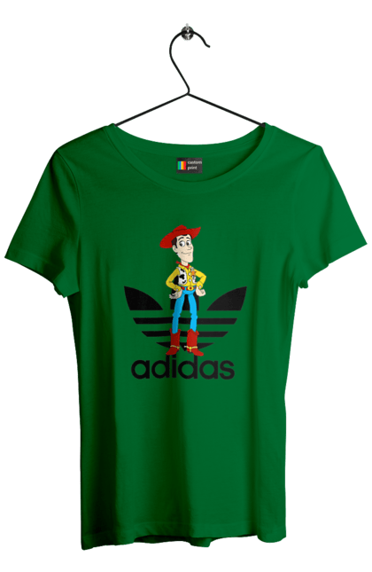 Футболка жіноча з принтом "Adidas Вуді". Adidas, toy story, woody, адідас, вуді, історія іграшок, мультфільм. 2070702