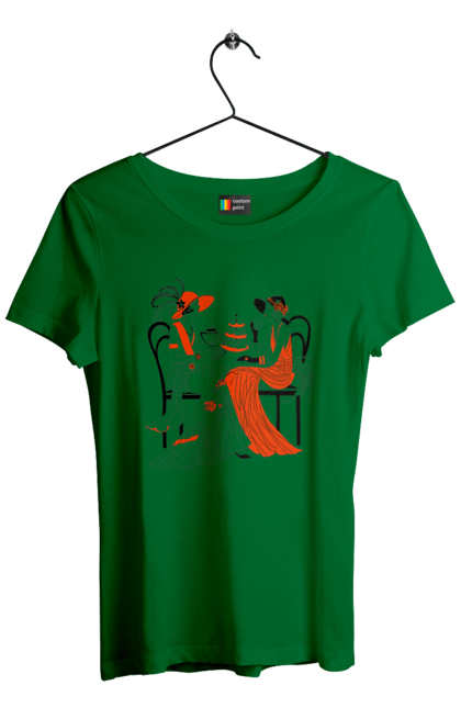 Футболка женская с принтом Дамы В Красном. Дамы, посиделки, чаепитие. 2070702