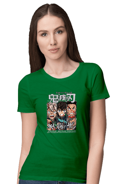 Women's t-shirt with prints Demon Slayer Sanemi Muichiro Gyomei. Anime, demon slayer, gyomei, himejima, kimetsu no yaiba, manga, muichiro, sanemi. 2070702