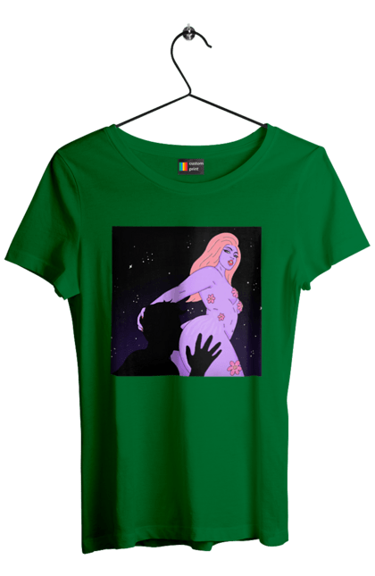 Футболка жіноча з принтом "Фіолетова Дівчина". Дівчина, тіло. 2070702