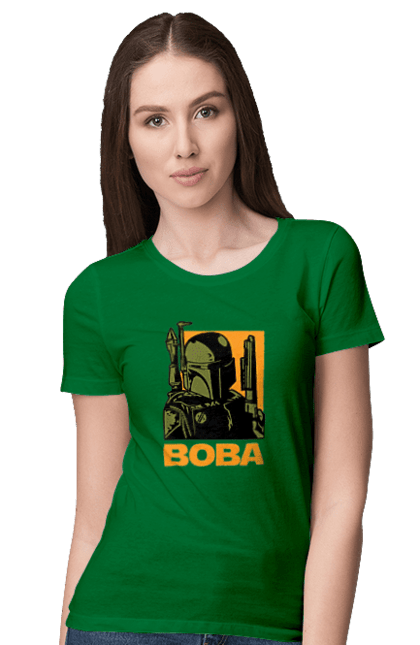 Футболка жіноча з принтом "Боба Фетт". Boba fett, боба фетт, зоряні війни, клон, мисливець за головами. 2070702