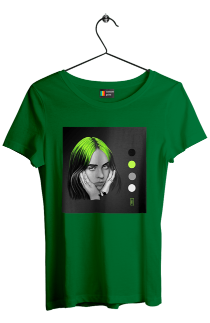 Футболка жіноча з принтом "Біллі Ейліш". Біллі, біллі ейліш, ейліш. 2070702