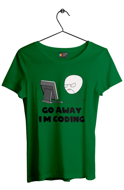 Футболка жіноча з принтом "Іди Я кодую". Айті, айтішник, для айтішника, для програміста, йди я кодую, майстер коду, подарунок айтішнику, подарунок програмісту, програміст, розробник. 2070702