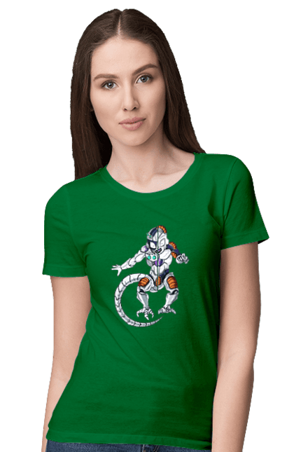 Women's t-shirt with prints Dragon Ball Frieza. Anime, dragon ball, frieza, manga, tv series. 2070702