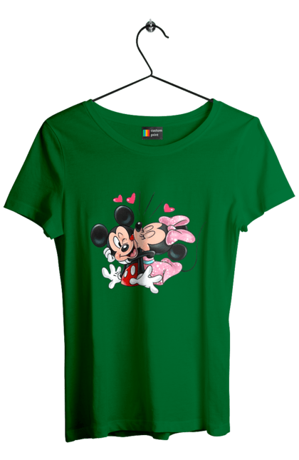 Футболка женская с принтом Микки Маус и Минни Маус. Mickey mouse, minnie mouse, дисней, микки, микки маус, минни маус, мультфильм. 2070702