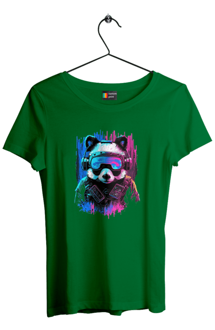 Футболка жіноча з принтом "Панда в VR шолом". Віртуальна реальність, гік, панда, персонаж, шолом. 2070702