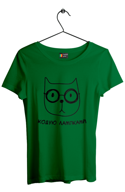 Women`s t-shirt with prints I code with my paws. Animals, cat, cute, paws. 2070702
