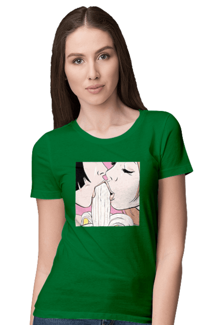 Футболка жіноча з принтом "Дівчата Їдять Банан". Лизати, смоктати. 2070702