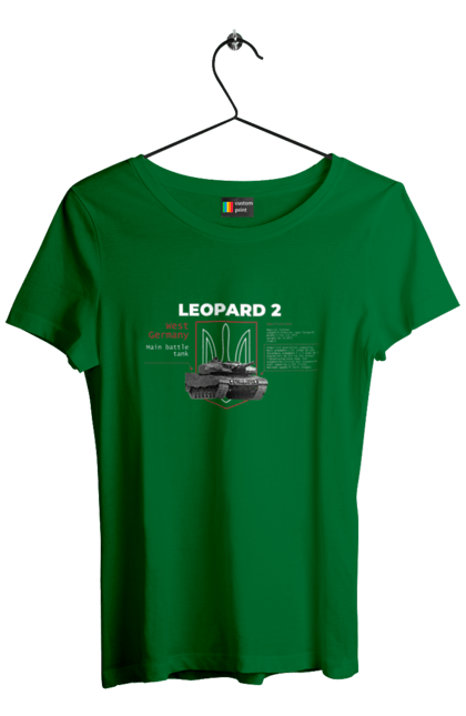 Women`s t-shirt with prints Leopard 2. Industrious, leopard 2, tank, weapon. 2070702
