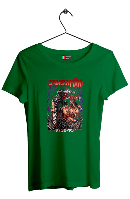 Women's t-shirt with prints Chainsaw Man. Anime, chainsaw man, demon, denji, manga, pochita, shonen. 2070702