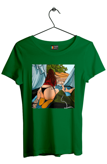 Футболка женская с принтом Отдых С Любимой В Палатке. Жопа, отдых, палатка, собака. 2070702