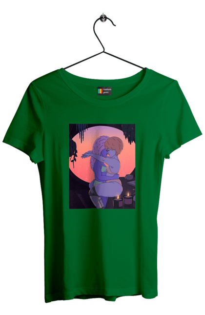 Футболка жіноча з принтом "Фіолетові Дівчата Обіймаються". Захід, обійми. 2070702