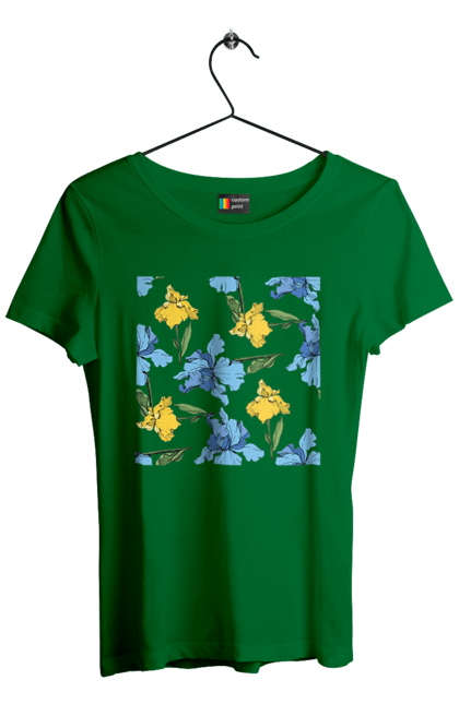 Футболка жіноча з принтом "Квіти Іриси". 8 березня, andreyanush, весна, весняний подарунок, день матері, день народження, літній подарунок, літо, подарунок дружині, подарунок коханій, подарунок мамі. 2070702