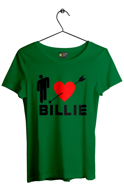 Футболка жіноча з принтом "Біллі Айліш". Біллі айліш, логотип біллі айліш, принт біллі айліш, співачка біллі айліш. 2070702