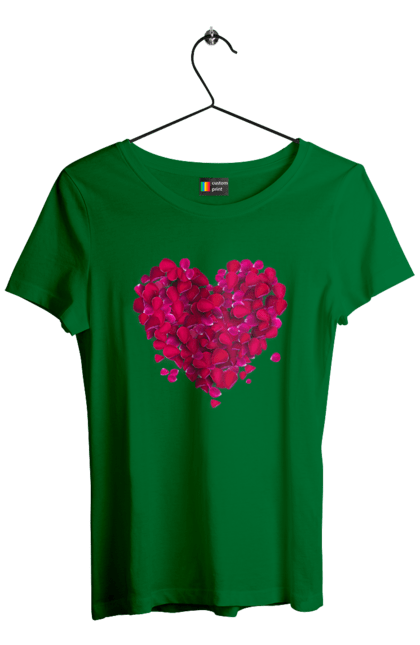 Women`s t-shirt with prints Heart From Rose Petals. Petals, rose flower. 2070702