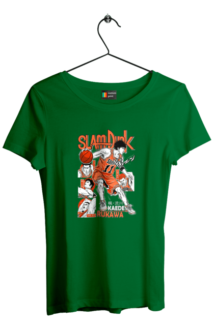 Women's t-shirt with prints Slam Dunk Kaede Rukawa. Anime, basketball, comedy, kaede rukawa, manga, school, shonen, slam dunk, sports anime. 2070702