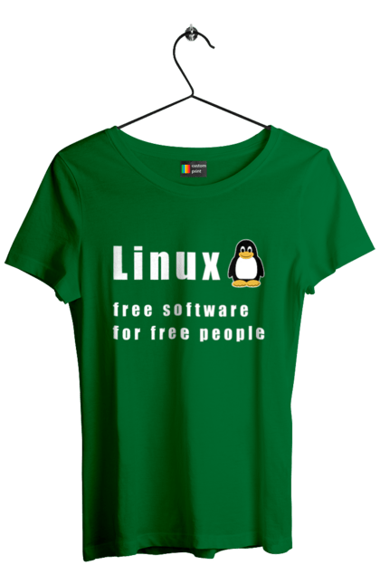 Футболка жіноча з принтом "Linux Вільний Для Вільних". Linux, адміністратор, айті, айтішник, безкоштовна, безкоштовно, білий, вільна, доступність, незалежність, операційна система, ос, пінгвін, програміст, програмне забезпечення, свобода, сервер, сисадмін, система, системний адміністратор, софт, текст. 2070702