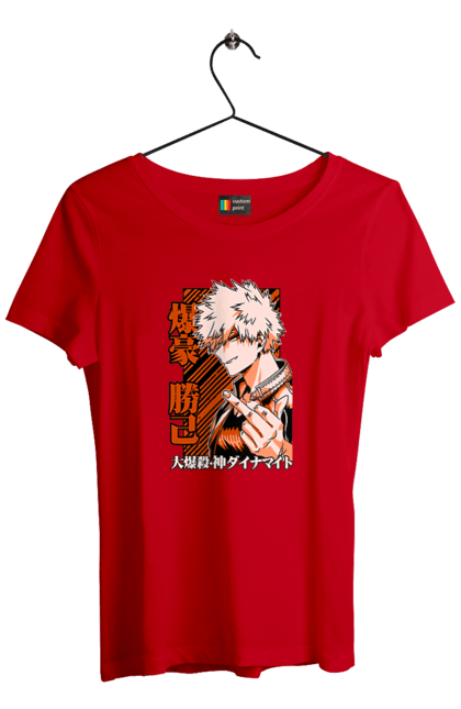 Футболка жіноча з принтом "Моя академія героїв Бакуго". Bakugo, katsuki, katsuki bakugo, my hero academia, академія юей, аніме, бакуго, кацукі бакуго, манга, моя геройська академія. 2070702