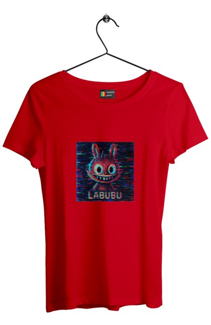 Футболка жіноча з принтом "Лабубу". Crt, rgb, глітч, кіберпанк, лабубу, пікселі, ретро, спотворення, цифрове мистецтво, шум. 2070702