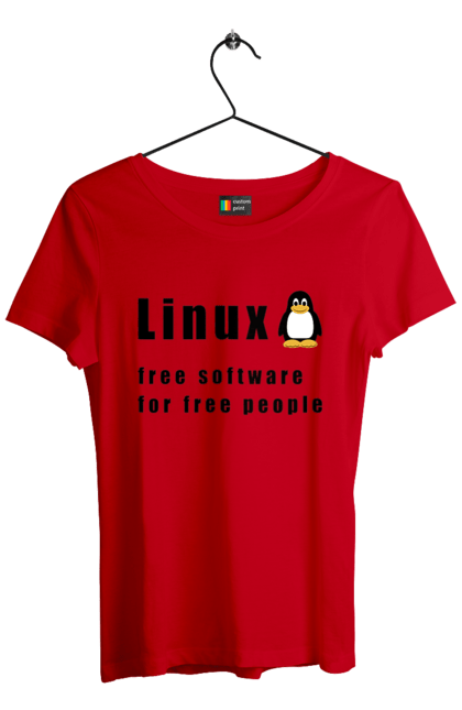 Футболка жіноча з принтом "Linux Вільний Для Вільних". Linux, адміністратор, айті, айтішник, безкоштовна, безкоштовно, вільна, доступність, незалежність, операційна система, ос, пінгвін, програміст, програмне забезпечення, свобода, сервер, сисадмін, система, системний адміністратор, софт, текст, чорний. 2070702