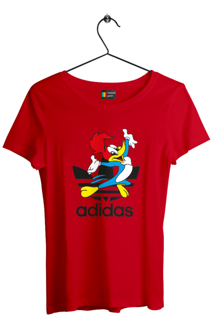 Футболка жіноча з принтом "Adidas Вуді Вудпекер". Adidas, woody woodpecker, адідас, вуді, вуді вудпекер, дятел вуді, мультсеріал. 2070702