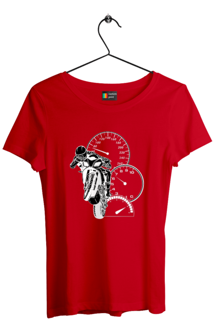 Футболка жіноча з принтом "Мотоцикл І Швидкість Білий". Мото, мотоцикл, швидкість. 2070702