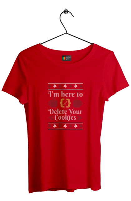 Футболка жіноча з принтом "Я тут щоб з'їсти твої кукі". 404, ай ті, айтішник, бінарний, код, програміст, розробник, хакер. 2070702