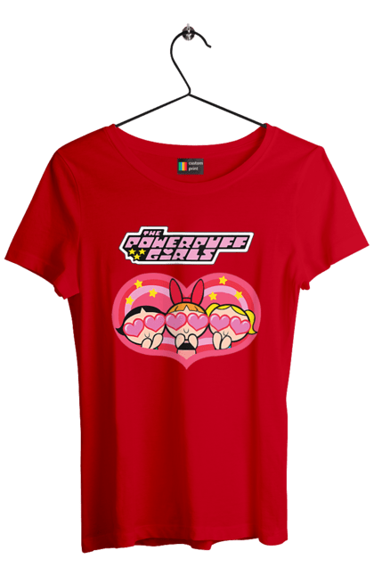 Women's t-shirt with prints Powerpuff Girls. Animated series, blossom, bubbles, buttercup, cartoon network, cool girls, heart, powerpuff girls. 2070702