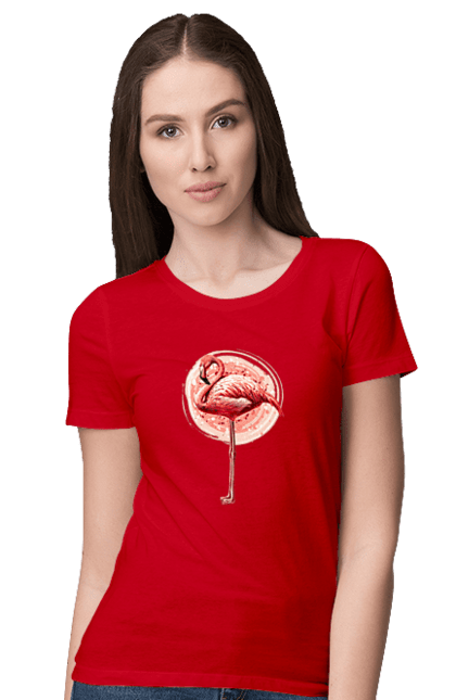 Women`s t-shirt with prints Flamingo Art. Animal, flamingo, pink flamingo. 2070702