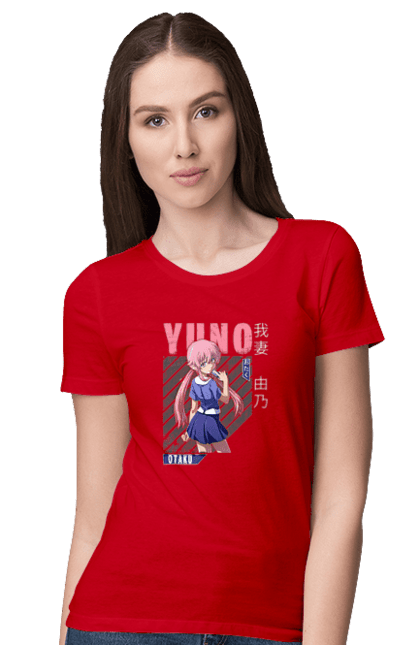 Women's t-shirt with prints Future Diary Yuno Gasai. Anime, future diary, manga, survival game, yandere, yuno gasai. 2070702