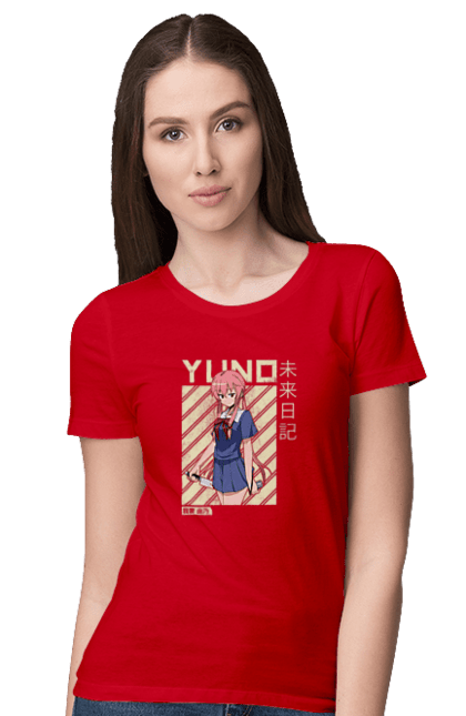 Women's t-shirt with prints Future Diary Yuno Gasai. Anime, future diary, manga, survival game, yandere, yuno gasai. 2070702