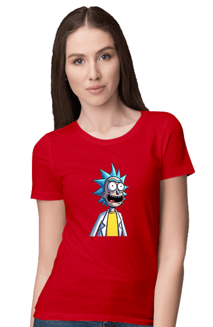 Women's t-shirt with prints Rick and Morty. Adventures, black humor, cartoon, rick, rick and morty, sci-fi, tragicomedy. 2070702