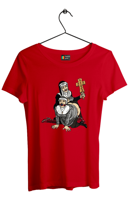 Women`s t-shirt with prints Nuns BDSM. Bdsm, cool, fashionable, nun, nun, nuns bdsm, role-playing games, spanks the ass, youth. 2070702