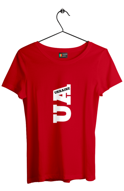 Футболка жіноча з принтом "Україна". Абревіатура, батьківщина, емблема, логотип, напис, текст, україна. 2070702