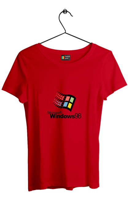 Футболка жіноча з принтом "Windows98". Angular, c, css, html, it, javascript, jquery, php, python, react, svelt, vue, айтишник, айті, гумор, код, кодувати, прогер, програміст, програмісти, ти ж, ти ж програміст, тиж програміст. 2070702