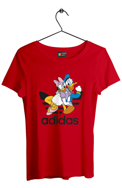 Футболка жіноча з принтом "Adidas Дональд Дак". Adidas, daisy duck, donald duck, адідас, дейзі дак, дональд дак, мультсеріал, мультфільм. 2070702