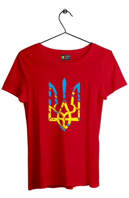 Футболка жіноча з принтом "З Гербом". Герб, з гербом, з тризубом, патріотична, тризуб, як у порноактора. 2070702