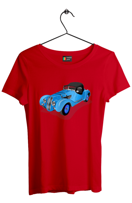 Футболка женская с принтом Автомобиль. Автомобиль, классика, машина, старинная машина, старинный. 2070702