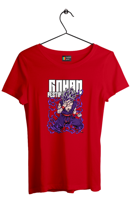 Women's t-shirt with prints Dragon Ball Gohan. Anime, dragon ball, gohan, goku, manga, tv series, vegeta. 2070702