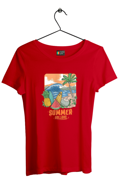 Women`s t-shirt with prints Summer Holidays. Palm, sea, summer, waves. 2070702