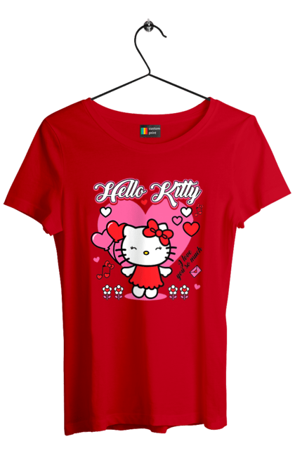 Футболка женская с принтом Хелло Китти. Hello kitty, бренд, кот, котенок, персонаж, хелло китти. 2070702