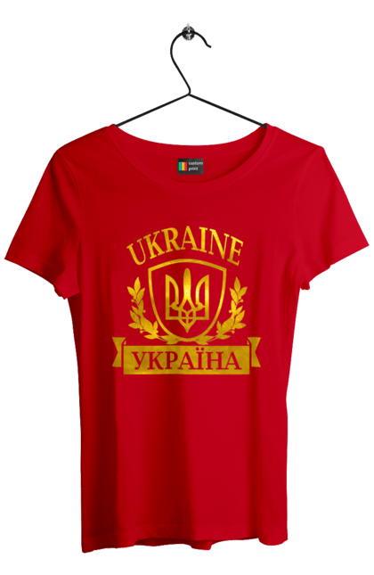 Футболка жіноча з принтом "Герб України". Герб, герб україни, доброго вечора, з гербом україни, з тризубом, зсу, патріотична, прапор. 2070702