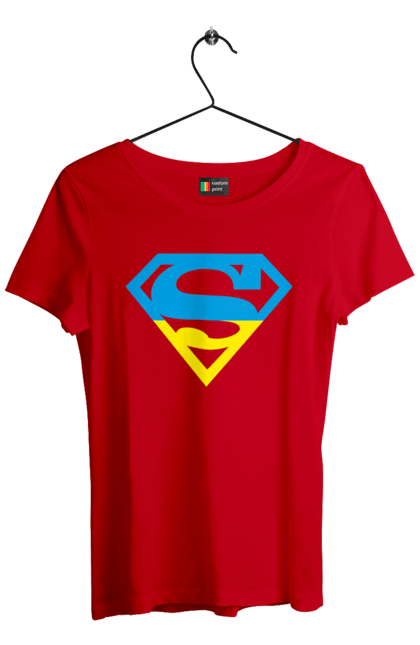 Футболка жіноча з принтом "Україна супер". Символіка, супер, україна. 2070702