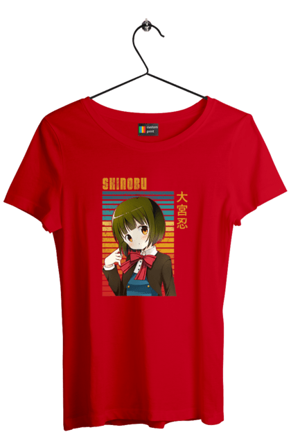 Women's t-shirt with prints Kiniro Mosaic Shinobu Omiya. Anime, gold mosaic, kiniro mosaic, kinmoza, manga, shinobu, shinobu omiya. 2070702