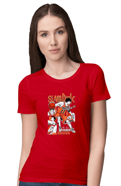 Women's t-shirt with prints Slam Dunk Kaede Rukawa. Anime, basketball, comedy, kaede rukawa, manga, school, shonen, slam dunk, sports anime. 2070702