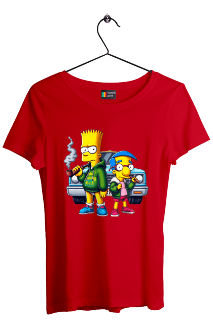 Women's t-shirt with prints Bart Breaking Bad. Bart, breaking bad, cartoon, character, laboratory, milhouse, serial, simpson, simpsons. 2070702