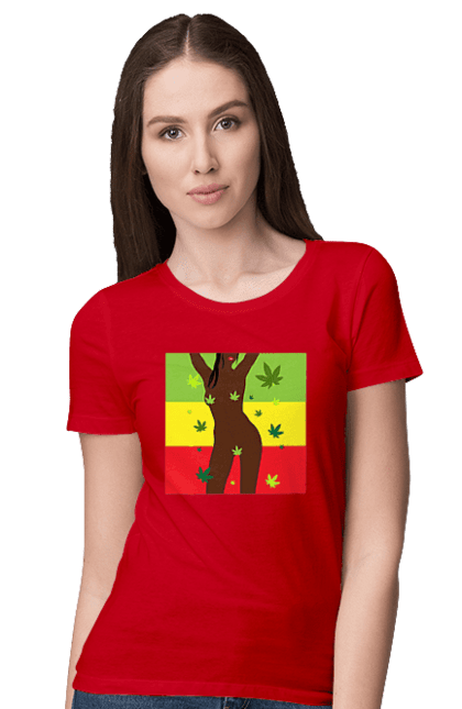 Women`s t-shirt with prints Naked Girl And Hemp. Hemp, naked, smoke, tits. 2070702