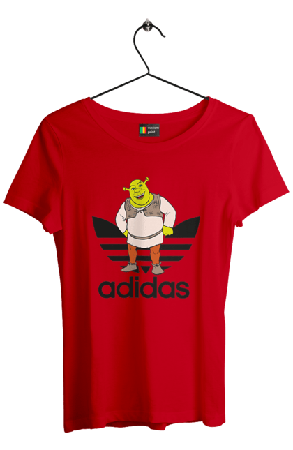 Футболка женская с принтом Adidas Шрек. Adidas, shrek, адидас, мульт, мультфільм, огр, шрек. 2070702