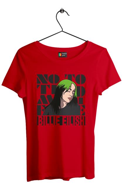 Футболка жіноча з принтом "Біллі Айліш". Біллі айліш, логотип біллі айліш, принт біллі айліш, співачка біллі айліш. 2070702