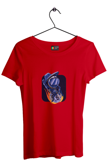 Women`s t-shirt with prints Cosmo bitcoin. Binary, bitcoin, crypto, currency, hacker, money, programmer. 2070702